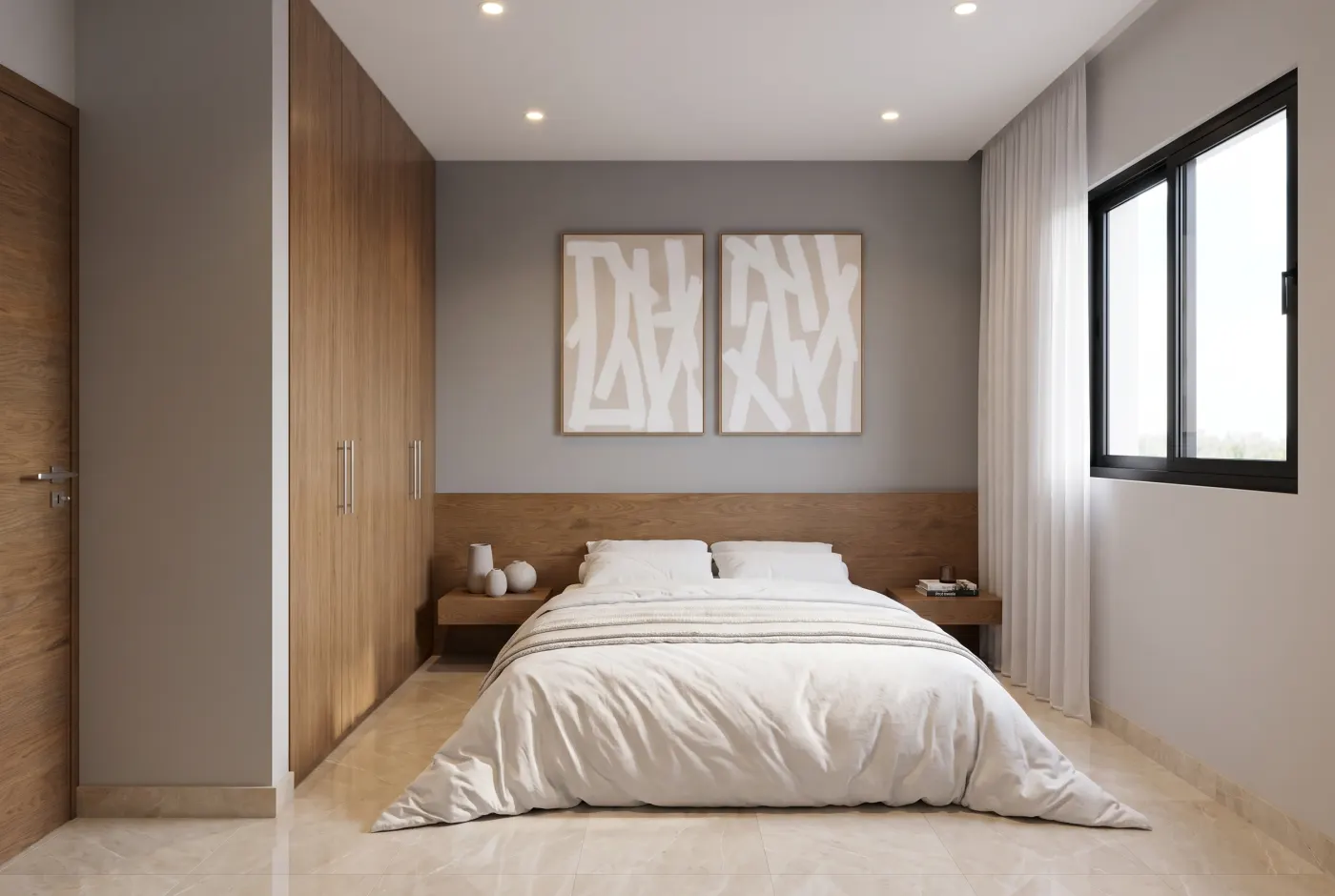 Habitación principal con closet de madera