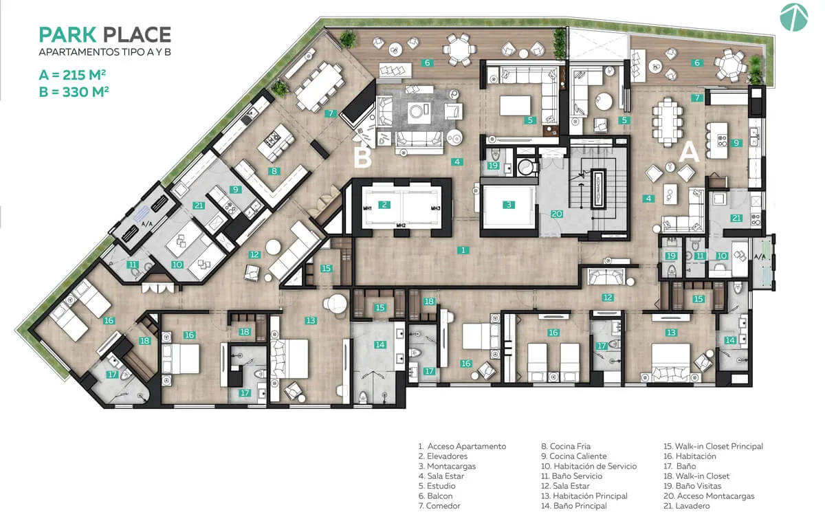 Floor plan Apt. A-B